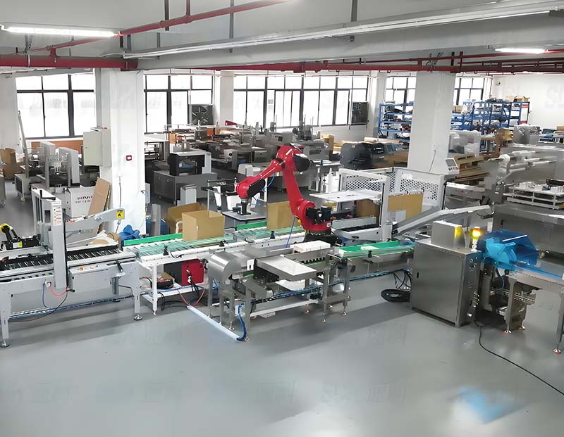 塑胶水杯机器人开箱码垛智能包装生产线